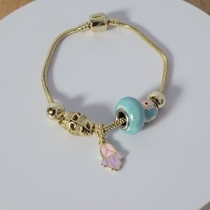 Elegant Gold Plated Bracelet with Pastel Charms